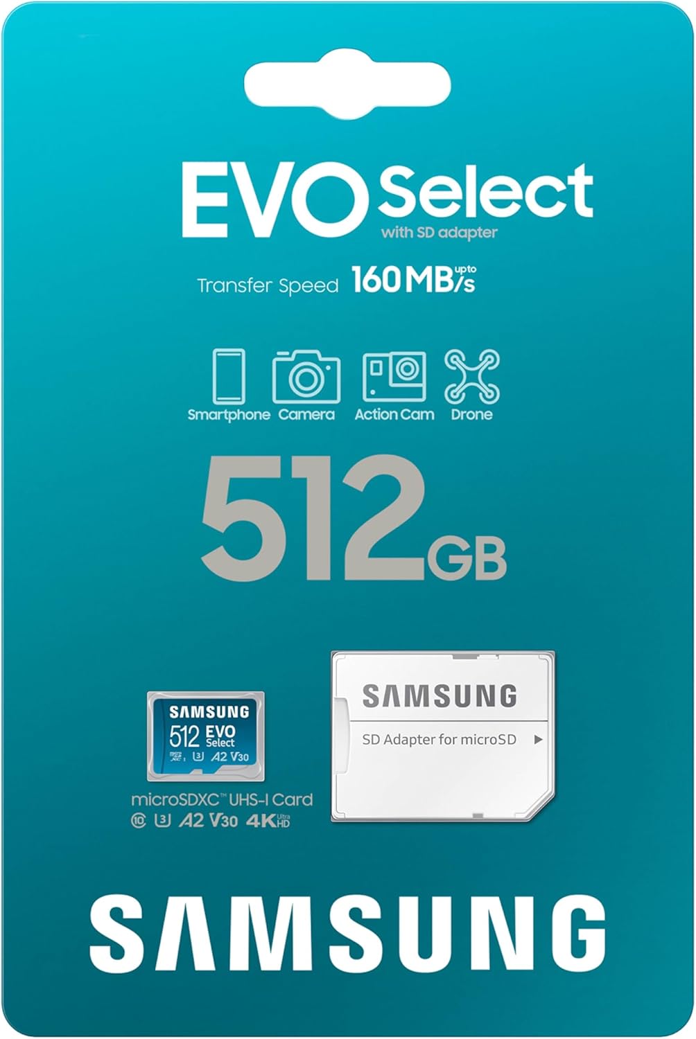 MicroSDXC Samsung EVO Select A2 Clase10 de 512 GB